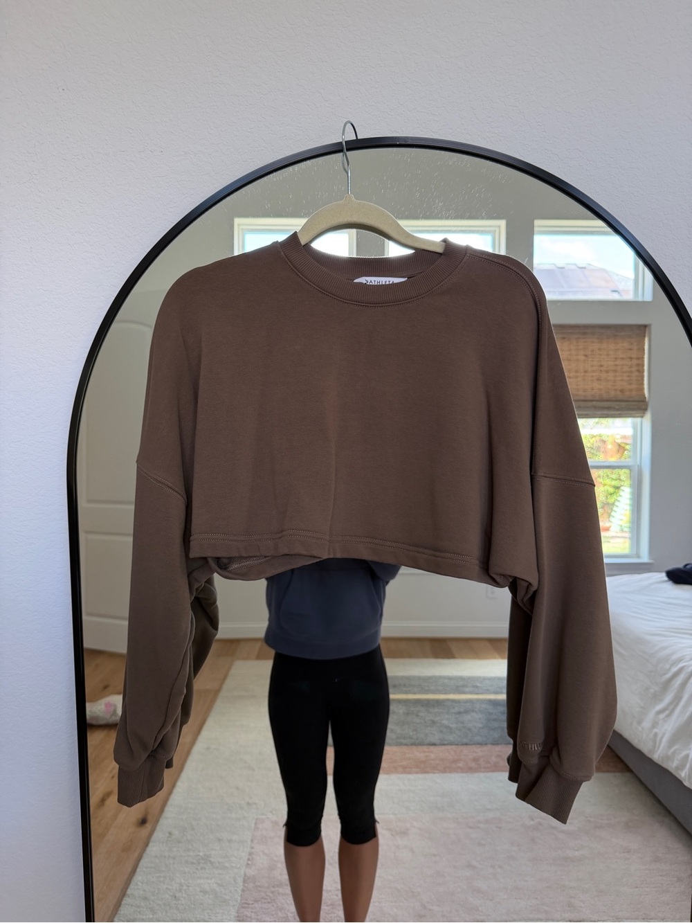 Athleta Cropped Crewneck Sweatshirt in Brown